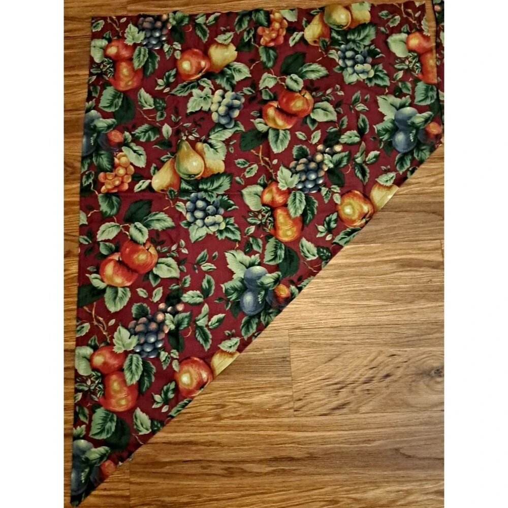 Red Fruit Harvest Curtain Panel Set Arched Apple Pears Plums Country 58x36